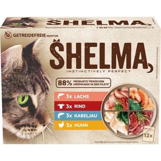 Shelma Getreidefrei Meat Fish 12x85G 1 Shelma Getreidefrei Meat Fish 12x85G