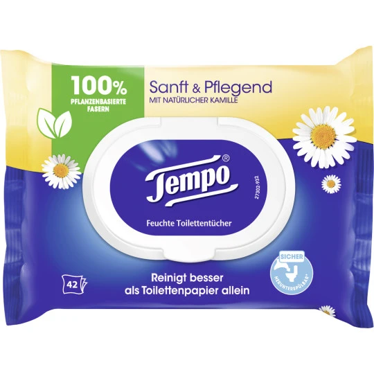 Tempo Sanft & Pflegend Feuchte Toilettentücher Kamille 42 Stück 1 Tempo Sanft & Pflegend Feuchte Toilettentücher Kamille 42 Stück