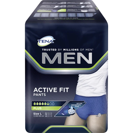 TENA Men Active Fit Pants Plus Größe L 8ST 1 TENA Men Active Fit Pants Plus Größe L 8ST